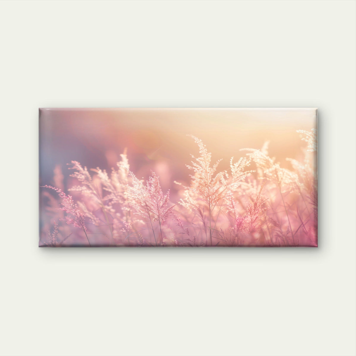 Pink Wild Grasses Field Wall Art Canvas Office Home Room Framed 80x45cm