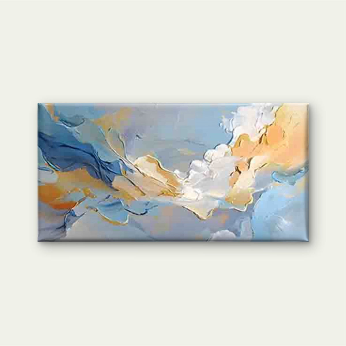 Abstract Pattern in Blue Yellow Wall Art Canvas Office Home Room Framed 80x45cm