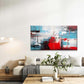 Red, Blue, and White Abstract Wall Art Canvas Office Home Room Framed 80x45cm