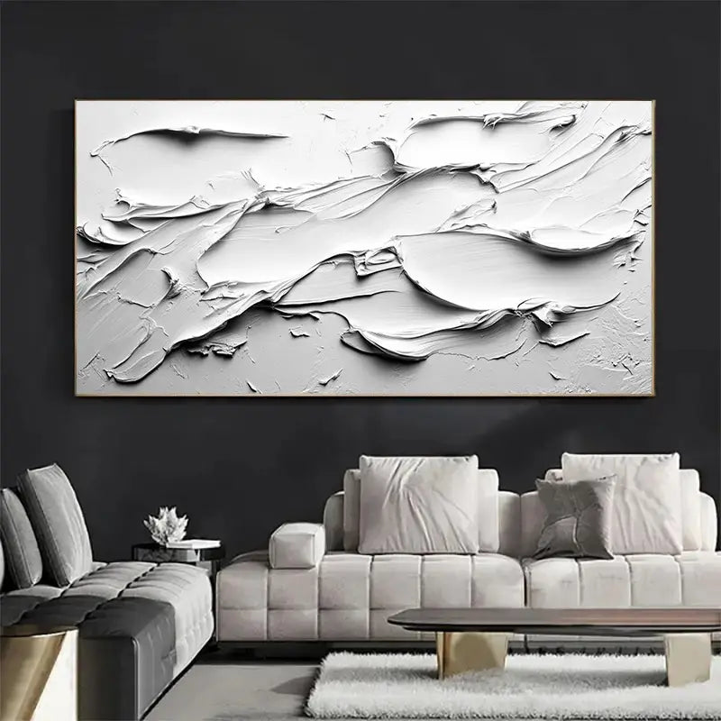 Modern Abstract White Chalk Wall Art wall canvas office home room framed 120x60cm