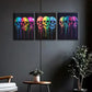 3pcs Colorful Skeleton Metal Print Ready to Hang Art