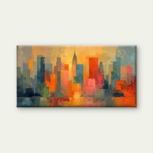 Modern Abstract Cityscape Wall Art Canvas Office Home Room Framed 80x45cm