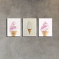 3pcs Abstract Ice Cream Pink & White Classic Design Metal Print Ready to Hang Art