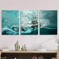 3pcs Shipwreck at Sea Waves Crashing Stormy Ocean Metal Print Ready to Hang Art