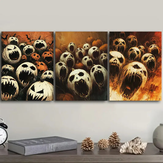 3pcs Screaming White Faces Metal Print Ready to Hang Art