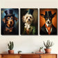 3pcs Elegant Suit & Top Hat Dog Classic Design Metal Print Ready to Hang Art