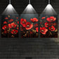 3pcs Romantic Flower Garden Design Red, Yellow Metal Print Ready to Hang Art