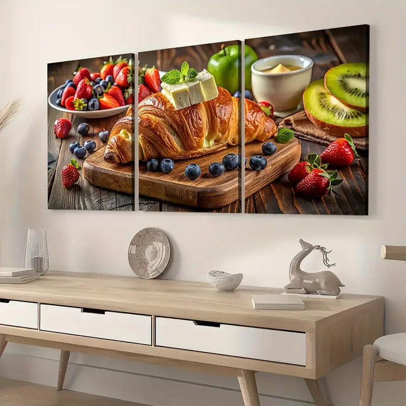 3pcs Modern Style Kitchen Bread Food Gastronomic Art Wall Art Set Canvas Framed 40x60cm - High Quality Print 100% Australian Made Wall Canvas Ready to Hang