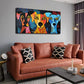 Three Dogs in Vibrant Colors Wall Art Canvas Office Home Room Framed 120x60cm