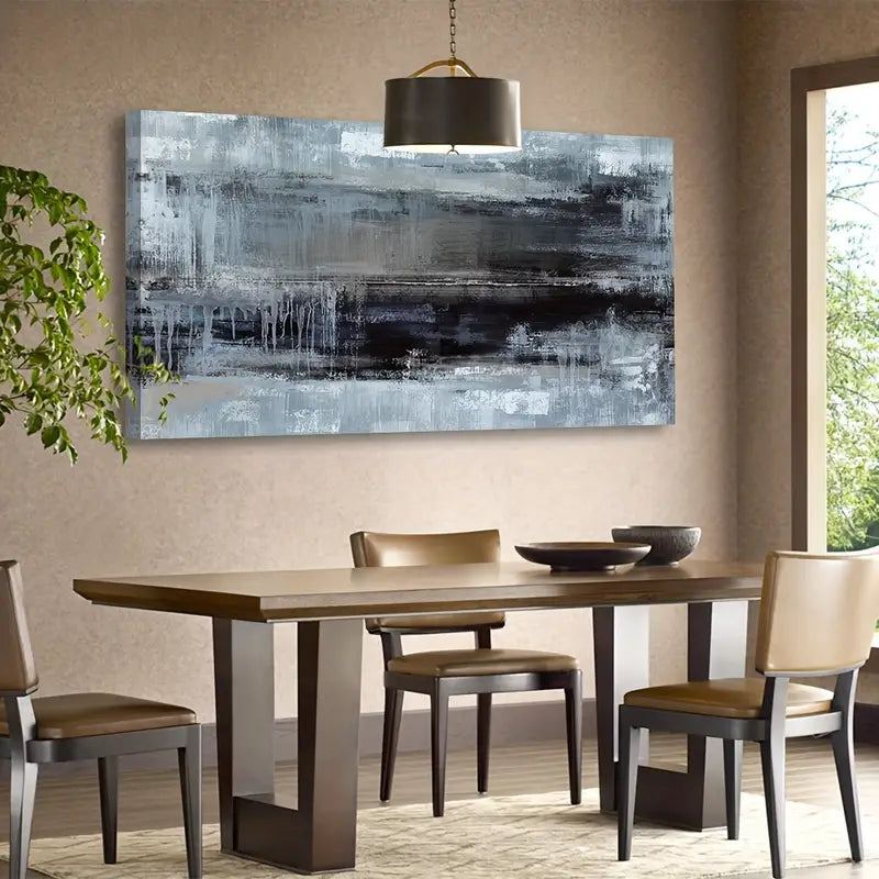 Abstract Deep Blue Black Vintage Wall Art canvas office home room framed 120x60cm