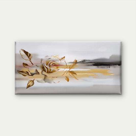 Abstract White Rose Blossom Floral Wall Art Canvas Office Home Framed 80x45cm