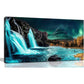 Waterfall Nature Black Mountains Ocean Wall Art canvas office home room framed 120x60cm
