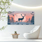 Stag Under Winter Moon Wall Art Canvas Office Home Room Framed 120x60cm