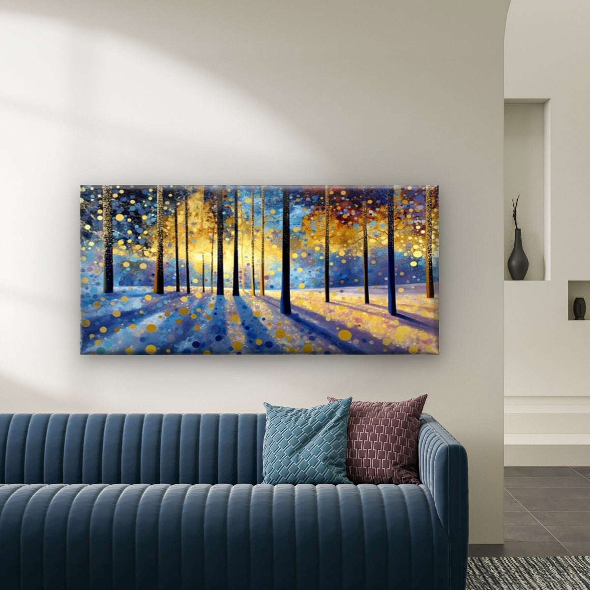 Golden Light Forest Wall Art Canvas Office Home Room Framed 80x45cm