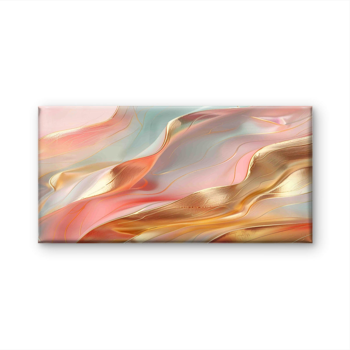 Liquid Coral Nectarine Mint Wall Art Canvas Office Home Room Framed 80x45cm