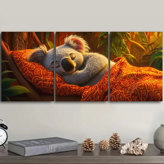 3pcs Sleeping Koala Metal Print Ready to Hang Art