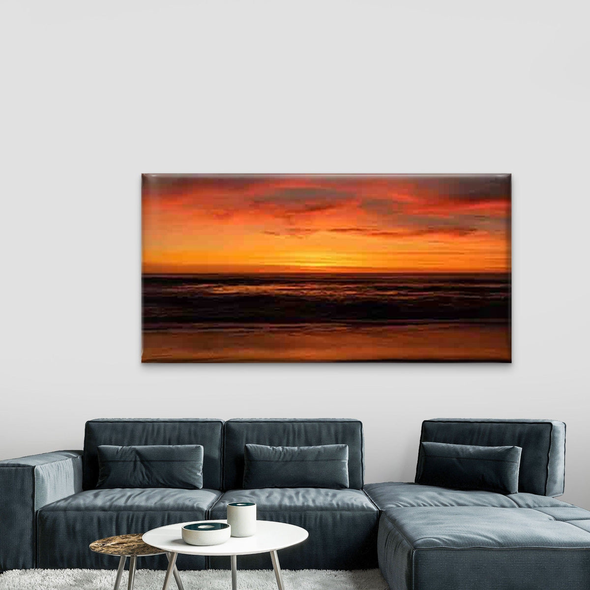 Vibrant Sunset Scene by The Sea Wall Art Canvas Office Home Room Framed 120x60cm