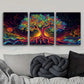 3pcs Psychedelic Tree of Life Design Metal Print Ready to Hang Art