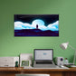 Blue Full Moon Silhouette Wall Art Canvas Office Home Room Framed 120x60cm