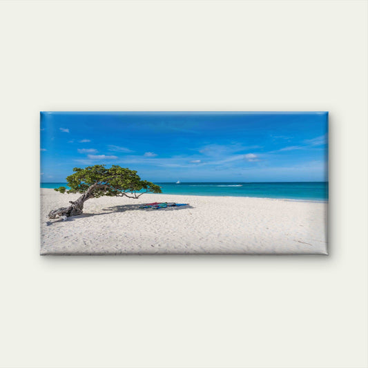 Beach Sea With Towels Laid Out Wall Art Canvas Office Home Room Framed 80x45cm