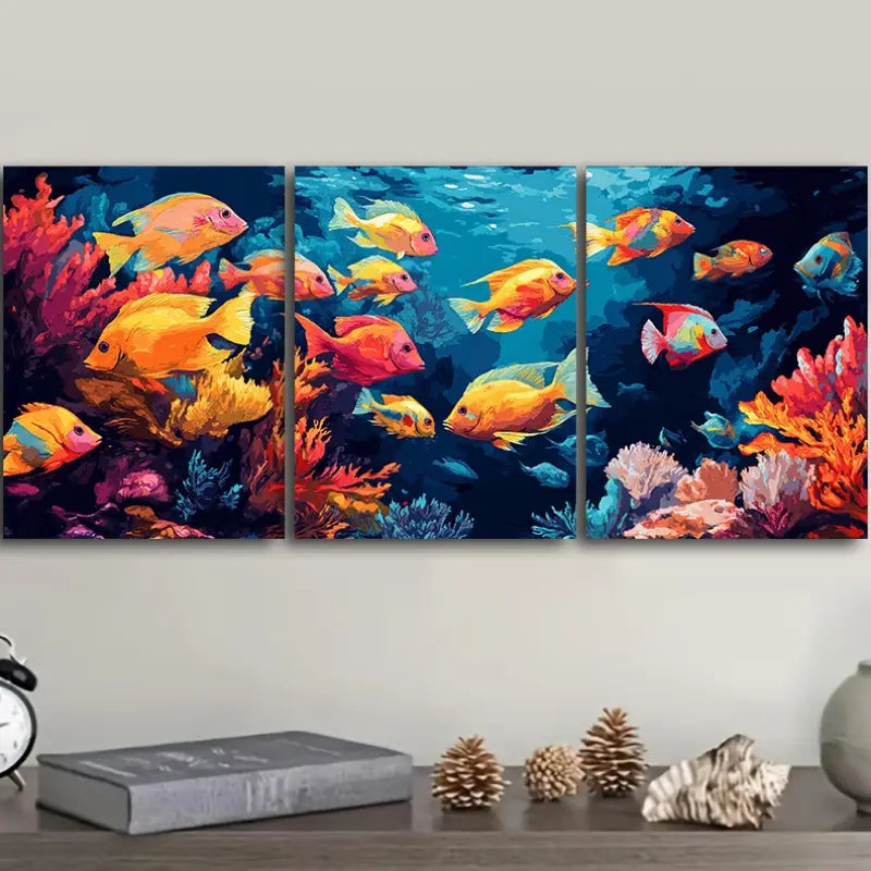 3pcs Tropical Sea Life Metal Print Ready to Hang Art