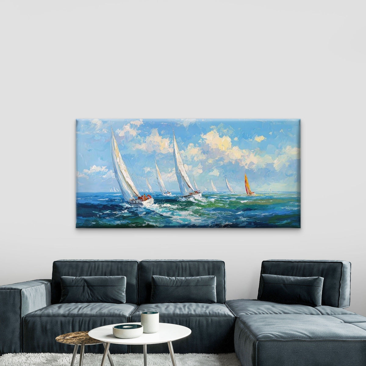 Thrill of Sailing Wall Art Canvas Office Home Room Framed 120x60cm