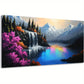 Waterfall Lake Snow-Capped Mountains & Forest Wall Art canvas office home room framed 120x60cm