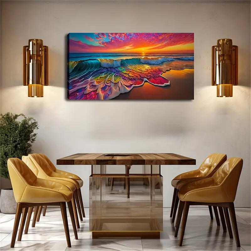 Seven Colors Light Under Sunset Wall Art Canvas Office Home Room Framed 120x60cm