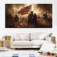 American Revolutionary War Patriotic with Soldiers & Flag Battle Scene Wall Art wall canvas office home room framed 120x60cm