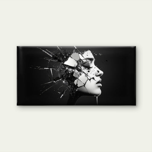 Abstract Broken Face Woman Wall Art Canvas Office Home Room Framed 80x45cm