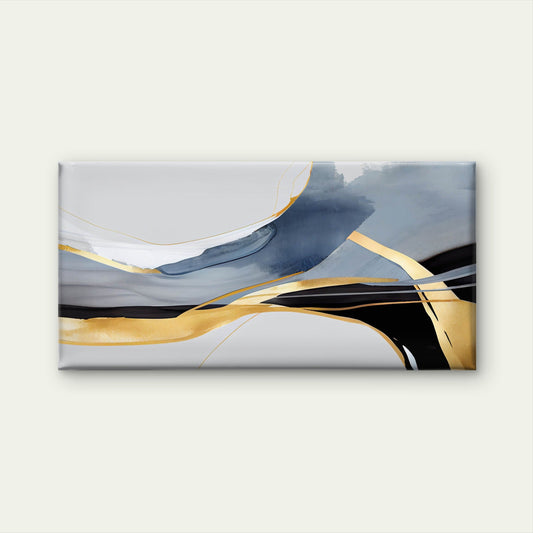 Golden Horizon Abstract Wall Art Canvas Office Home Room Framed 80x45cm