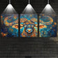 3pcs Vibrant, Colorful, Abstract Cow Design Metal Print Ready to Hang Art