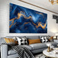 Abstract Golden Blue Fluid Design Wall Art wall canvas office home room framed 120x60cm