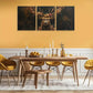 3pcs Majestic Stag and Floral Background Deer Oil Painting Metal Print Ready to Hang Art