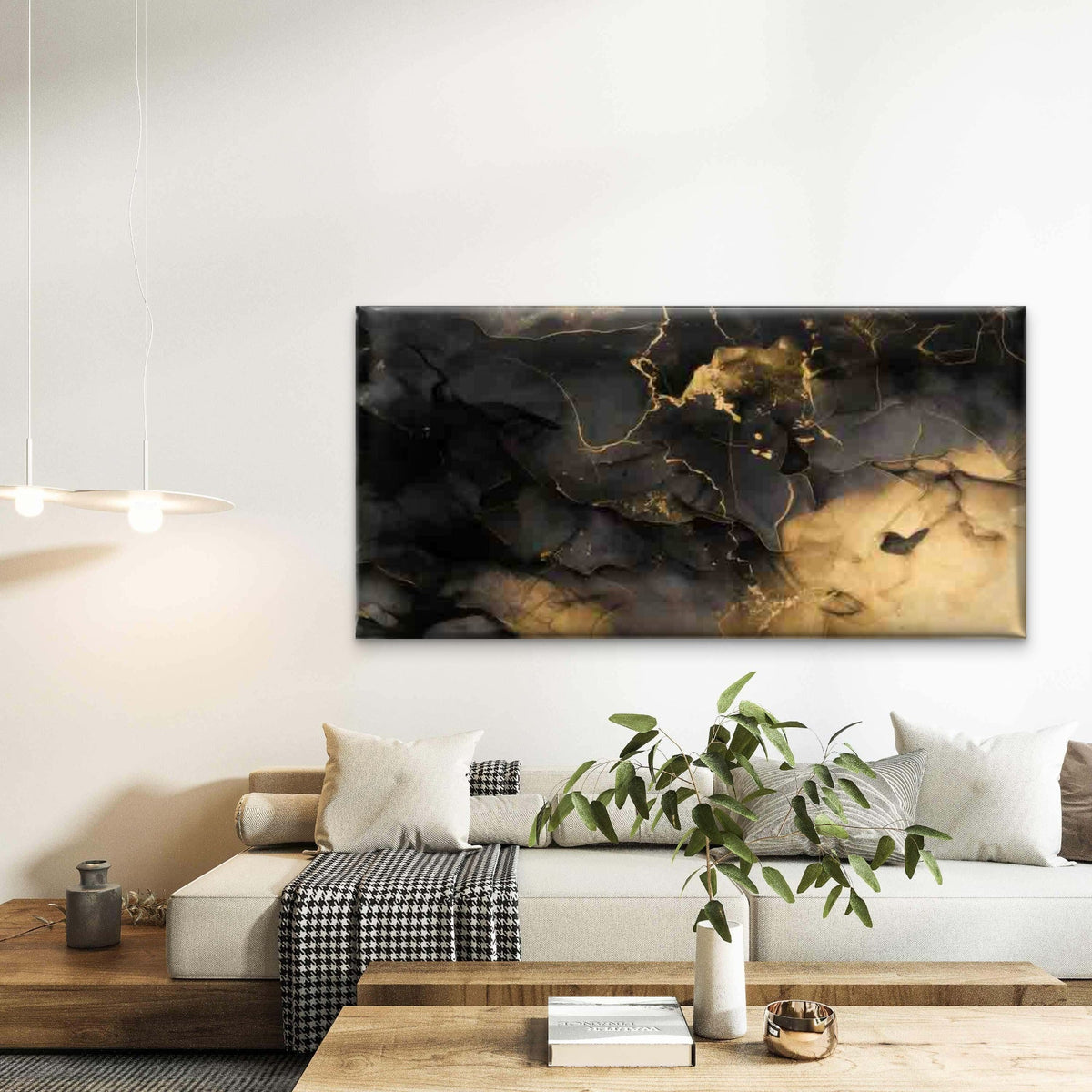 Modern Abstract Marble Texture Wall Art Canvas Office Home Room Framed 80x45cm