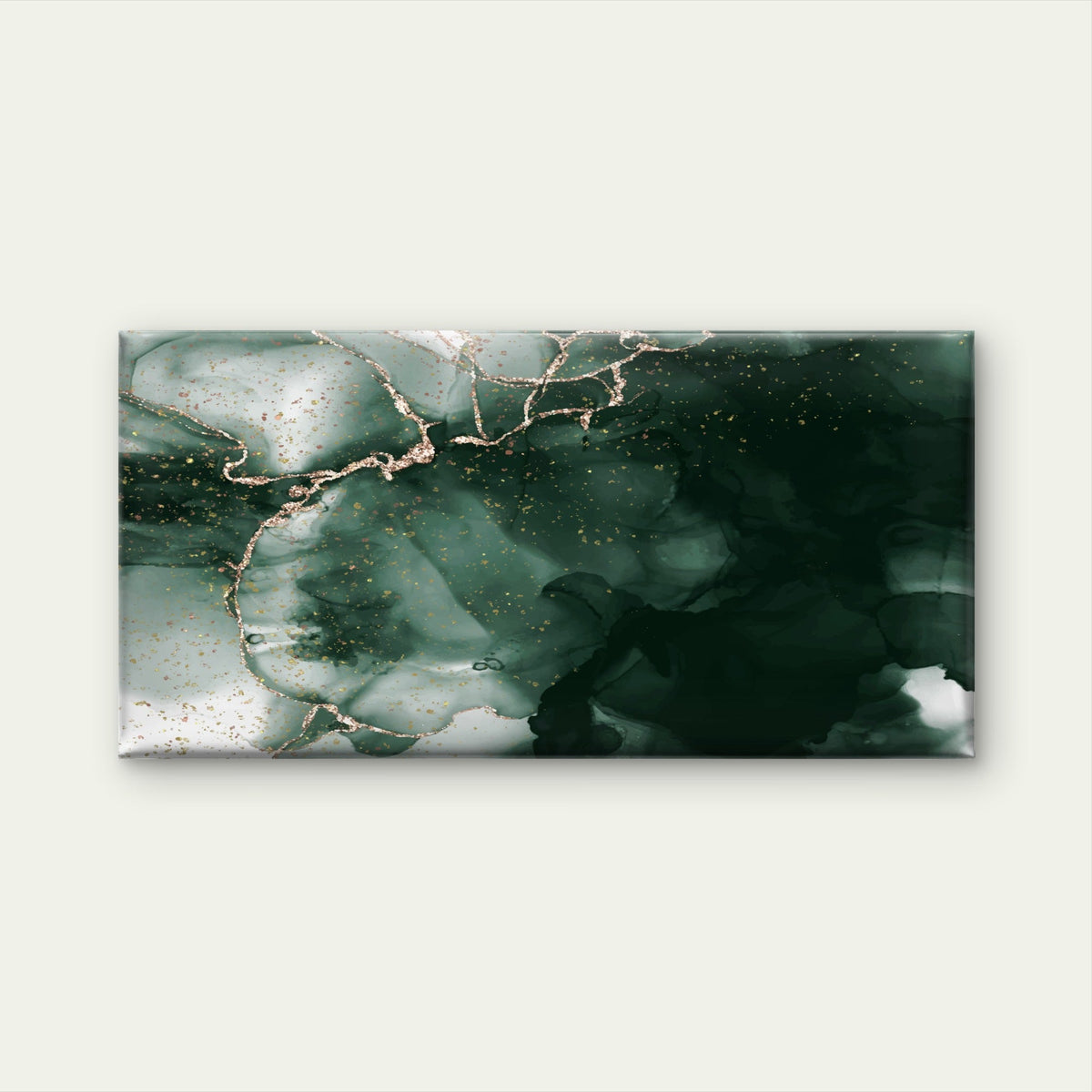 Deep Green Gilded Flow Wall Art Canvas Office Home Room Framed 120x60cm