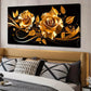 Golden Rose Elegant Floral Black Wall Art canvas office home room framed 120x60cm