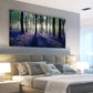 Purple Lavender Forest Vibrant Nature Sunlit Trees & Lush Foliage Wall Art canvas office home room framed 120x60cm