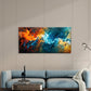 Abstract Swirling Fire Ice Wall Art Canvas Office Home Room Framed 120x60cm