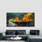 Dynamic Yellow Curry Splash Wall Art Canvas Office Home Room Framed 80x45cm
