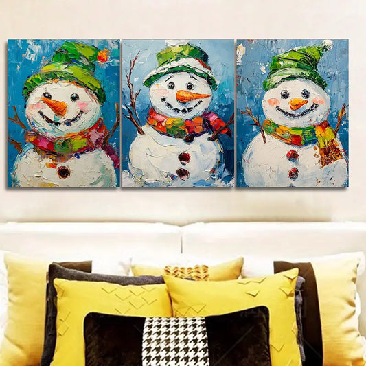 3pcs Festive Snowman Metal Print Ready to Hang Art