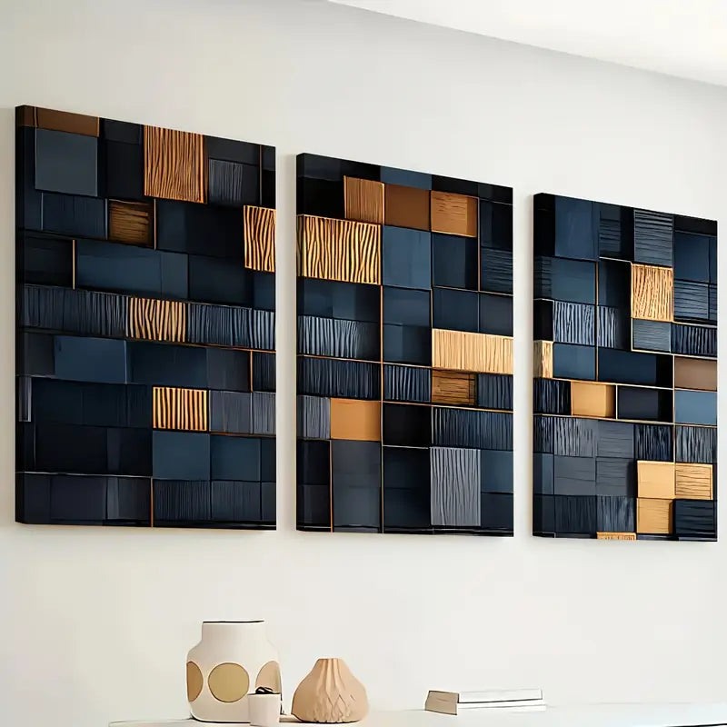 3pcs Modern Fashion Abstract Irregular Graphics Wall Art Set Canvas Framed 40x60cm - High Quality Print 100% Australian Made Wall Canvas Ready to Hang