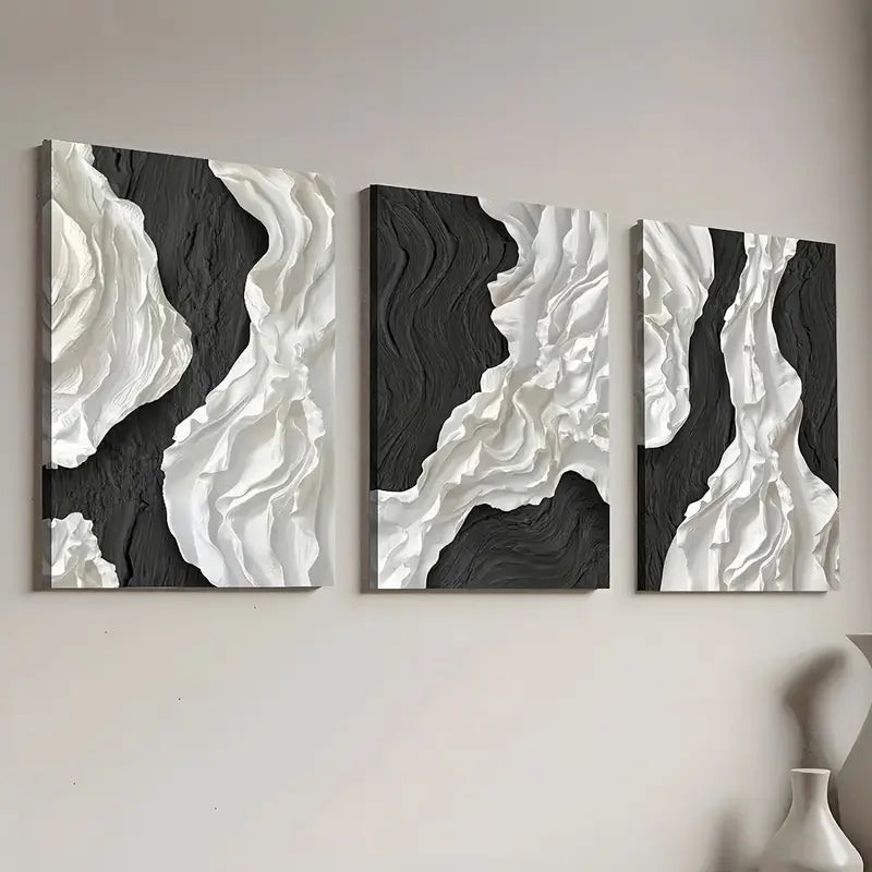3pcs Modern Abstract Geometric Light Luxury Art Wall Art Set Canvas Framed 40x60cm - High Quality Print 100% Australian Made Wall Canvas Ready to Hang