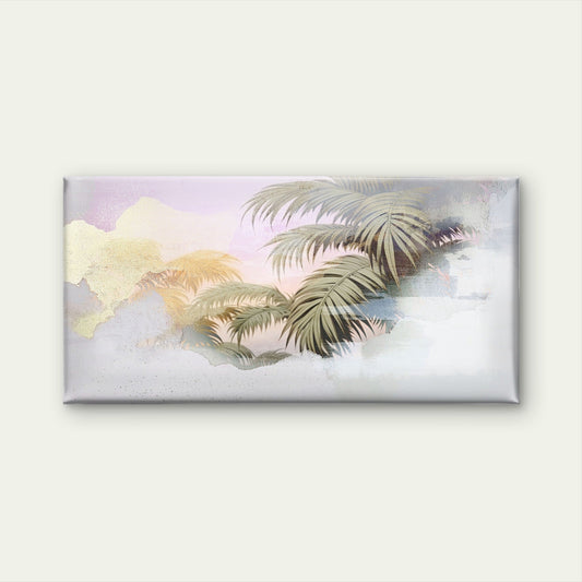 Abstract Tropical Palm Green Frond Wall Art Canvas Office Home Framed 80x45cm