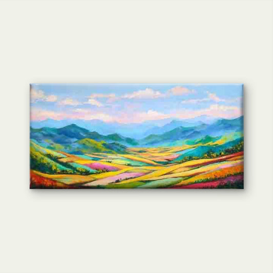 Vibrant Mountain Landscape Wall Art Canvas Office Home Room Framed 80x45cm