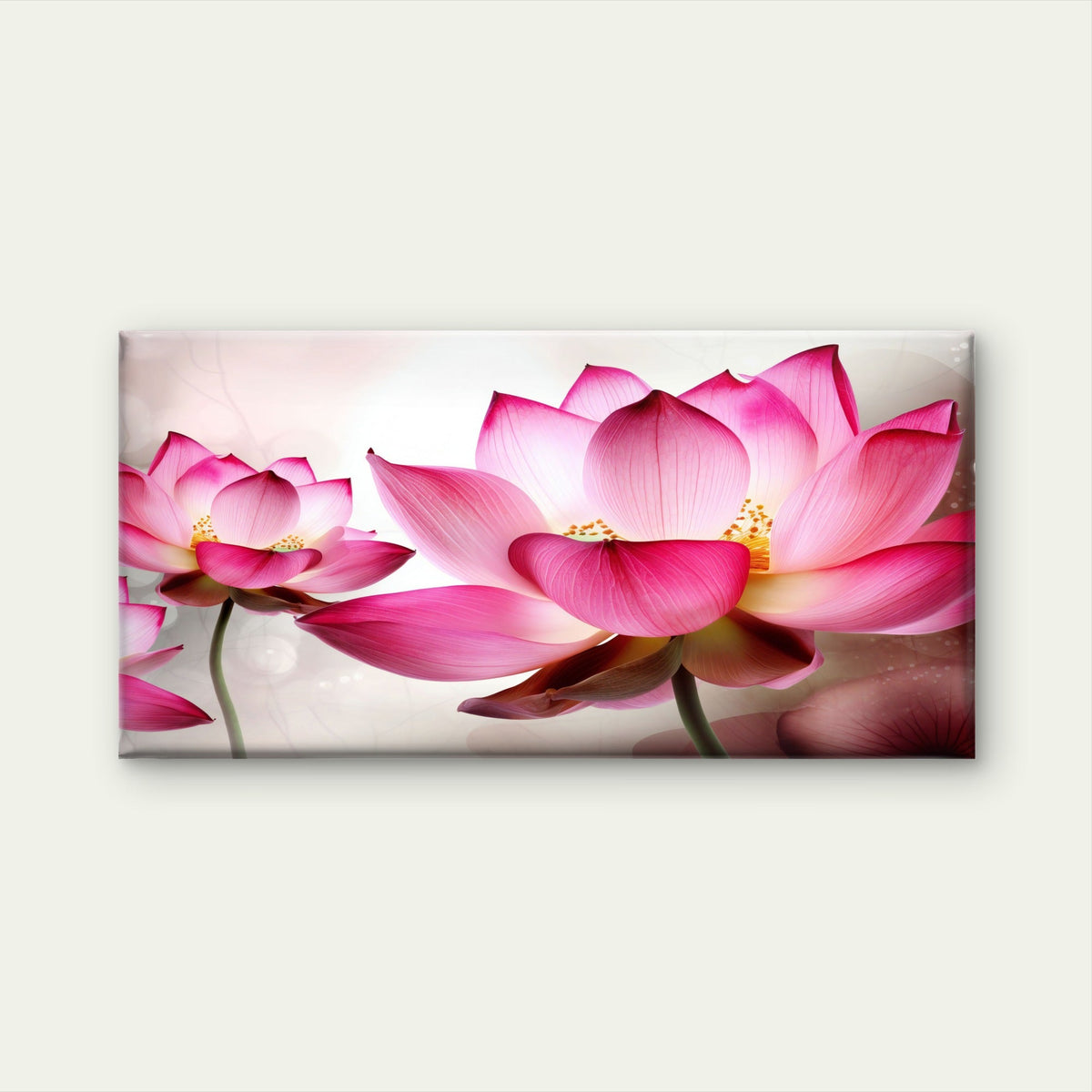 Pink Lotus Flower Bloom Wall Art Canvas Office Home Room Framed 80x45cm