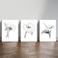 3pcs Black and White Flowers and Leaves Metal Print Ready to Hang Art