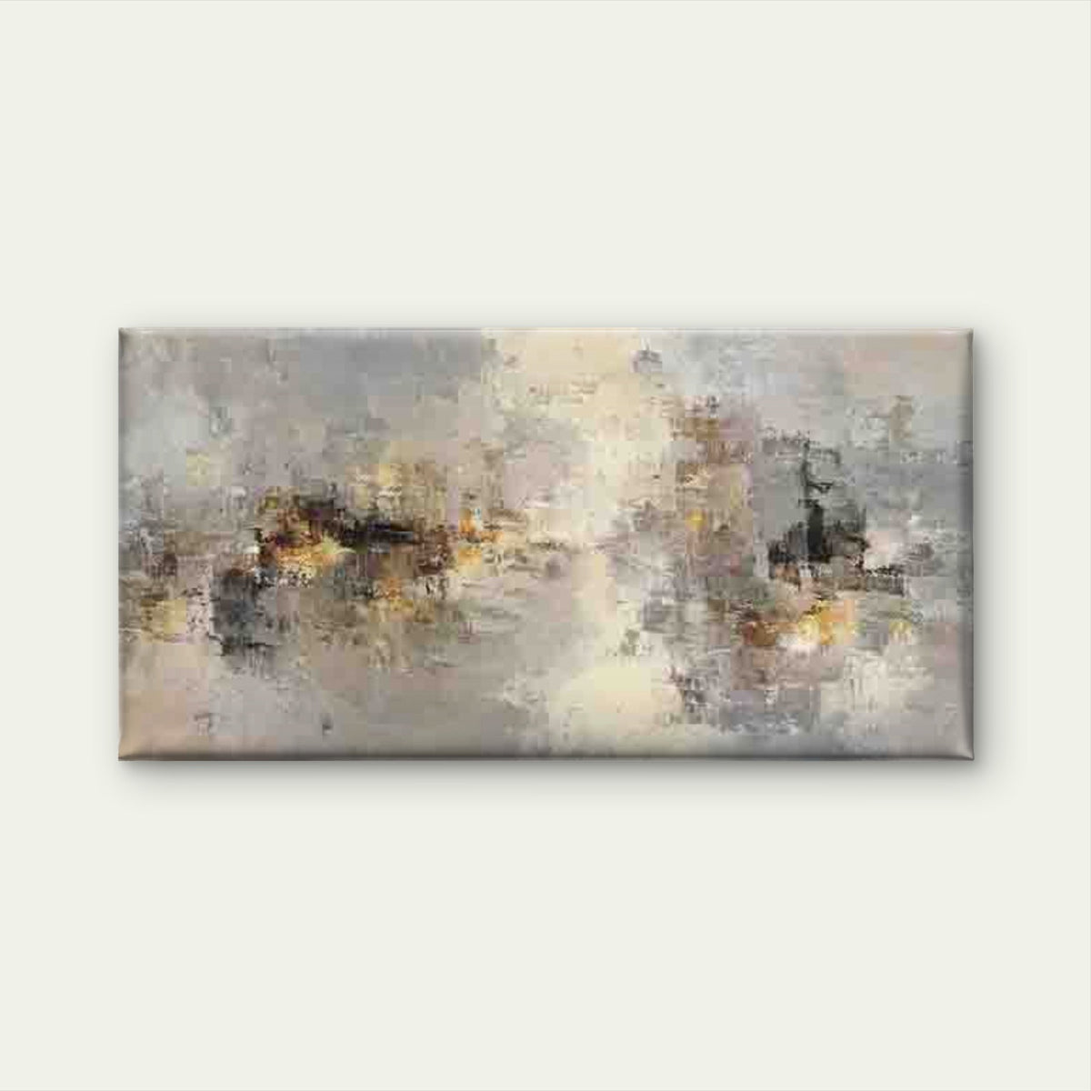 Soft Neutral Abstract Wall Art Canvas Office Home Room Framed 80x45cm