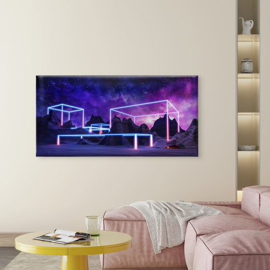 Virtual Reality Landscape Wall Art Canvas Office Home Room Framed 80x45cm