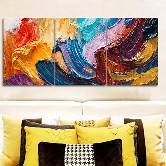 3pcs Vibrant Abstract Metal Print Ready to Hang Art